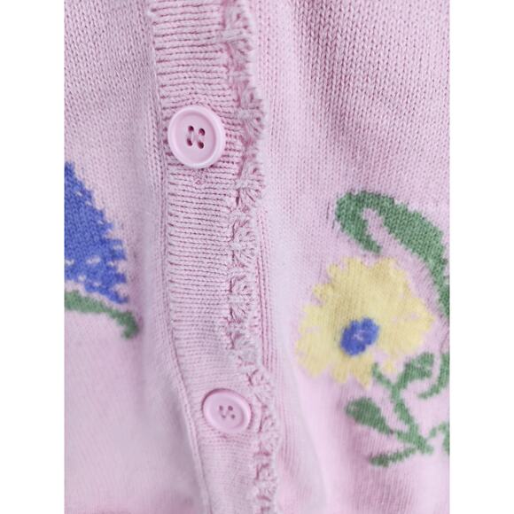 Fred Thomas Women's S pink Scalloped neck sweater floral cottagecore croquette - Picture 5 of 9